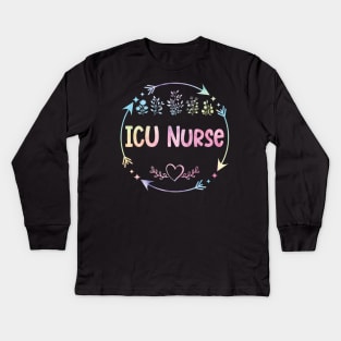 ICU Nurse cute floral watercolor Kids Long Sleeve T-Shirt